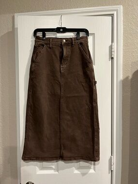 a.n.a Brown Asymmetrical Midi Skirt